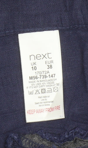 Next Women Blue Linen Blend Chino Shorts Size 10