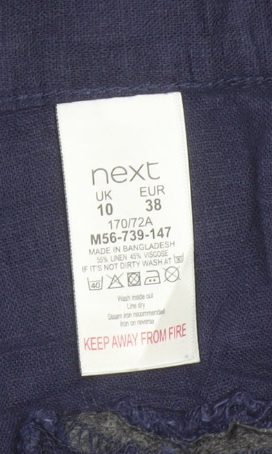 Next Women Blue Linen Blend Chino Shorts Size 10