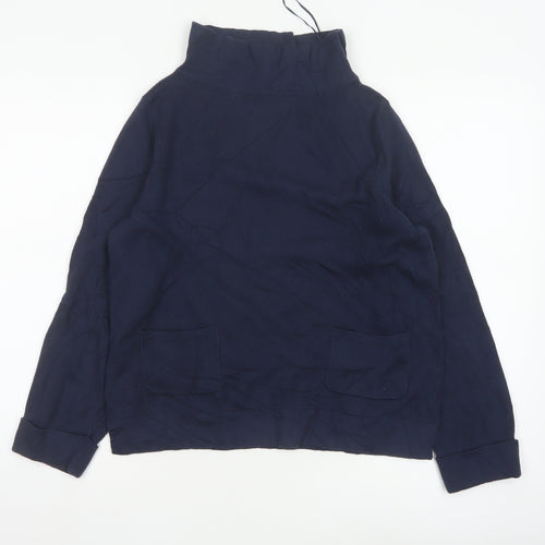 Laura Ashley Women's Blue High Neck Cotton Blend Jumper UK 10