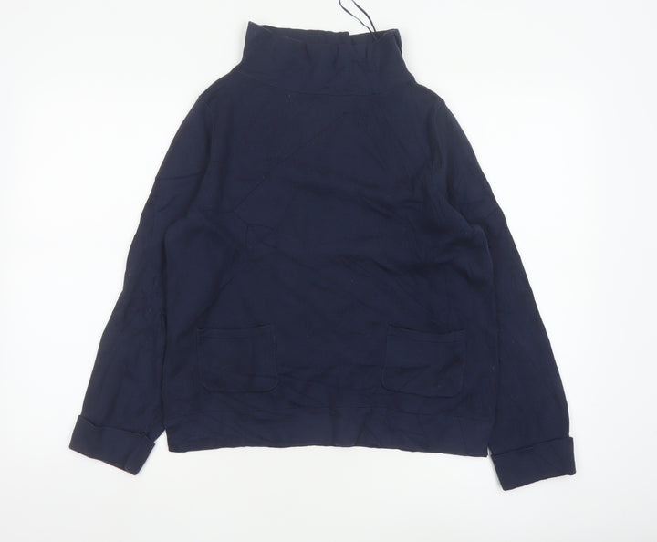 Laura Ashley Women's Blue High Neck Cotton Blend Jumper UK 10