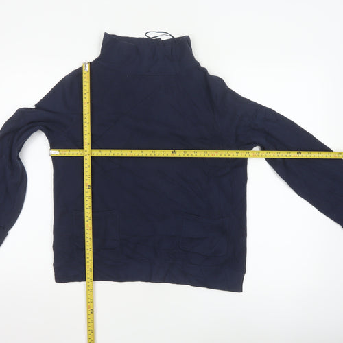 Laura Ashley Women's Blue High Neck Cotton Blend Jumper UK 10
