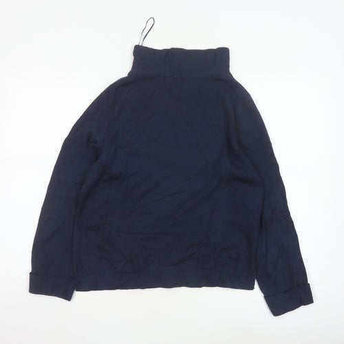 Laura Ashley Women's Blue High Neck Cotton Blend Jumper UK 10