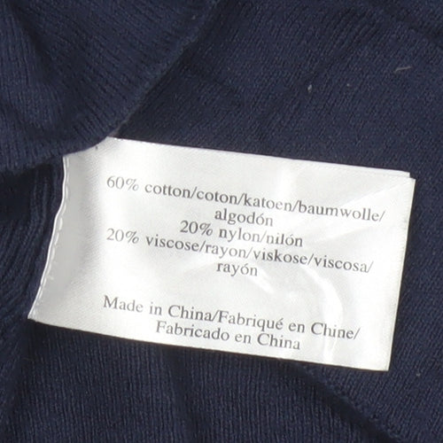 Laura Ashley Women's Blue High Neck Cotton Blend Jumper UK 10