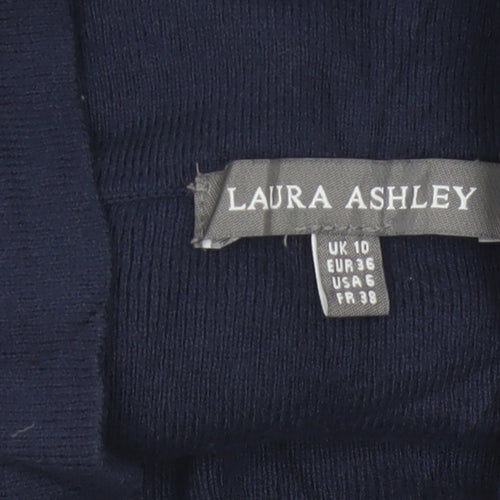 Laura Ashley Women's Blue High Neck Cotton Blend Jumper UK 10