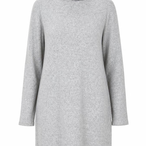 Zara Women Grey Knit Roll Neck Long Sleeve Shift Dress Size 12