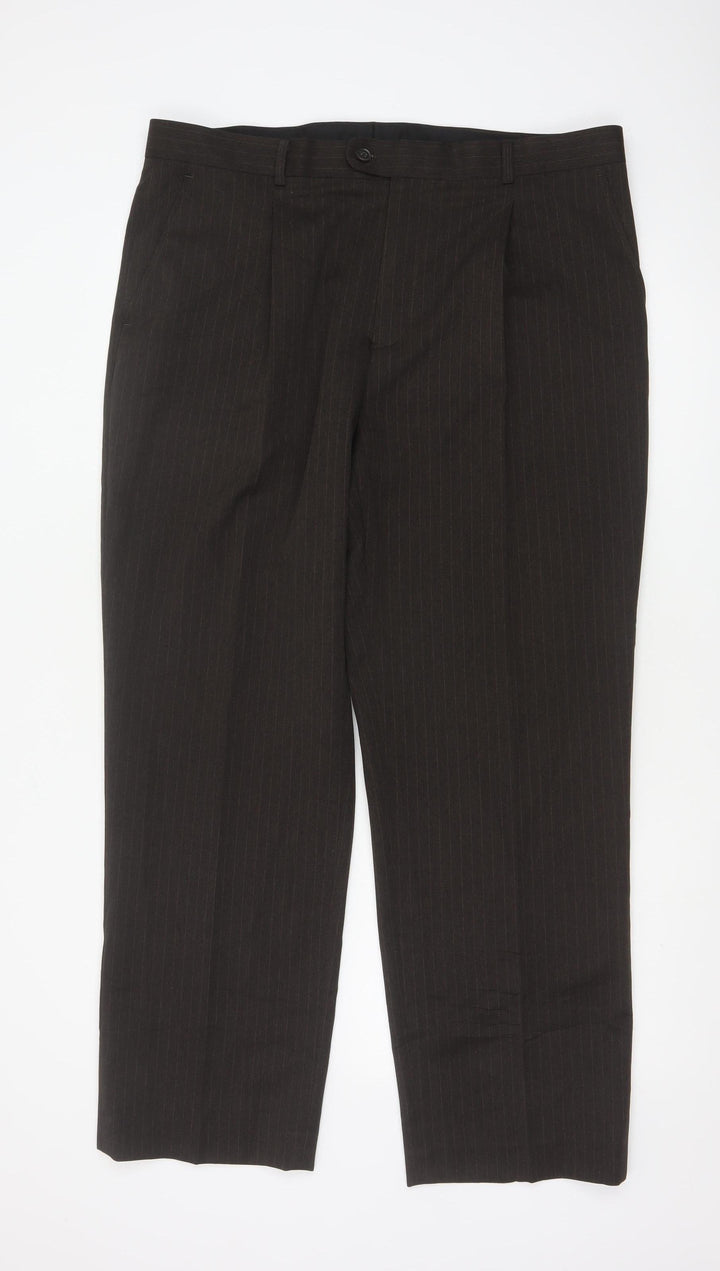 Taylor & Wright Men's Brown Pinstripe Dress Trousers 38S