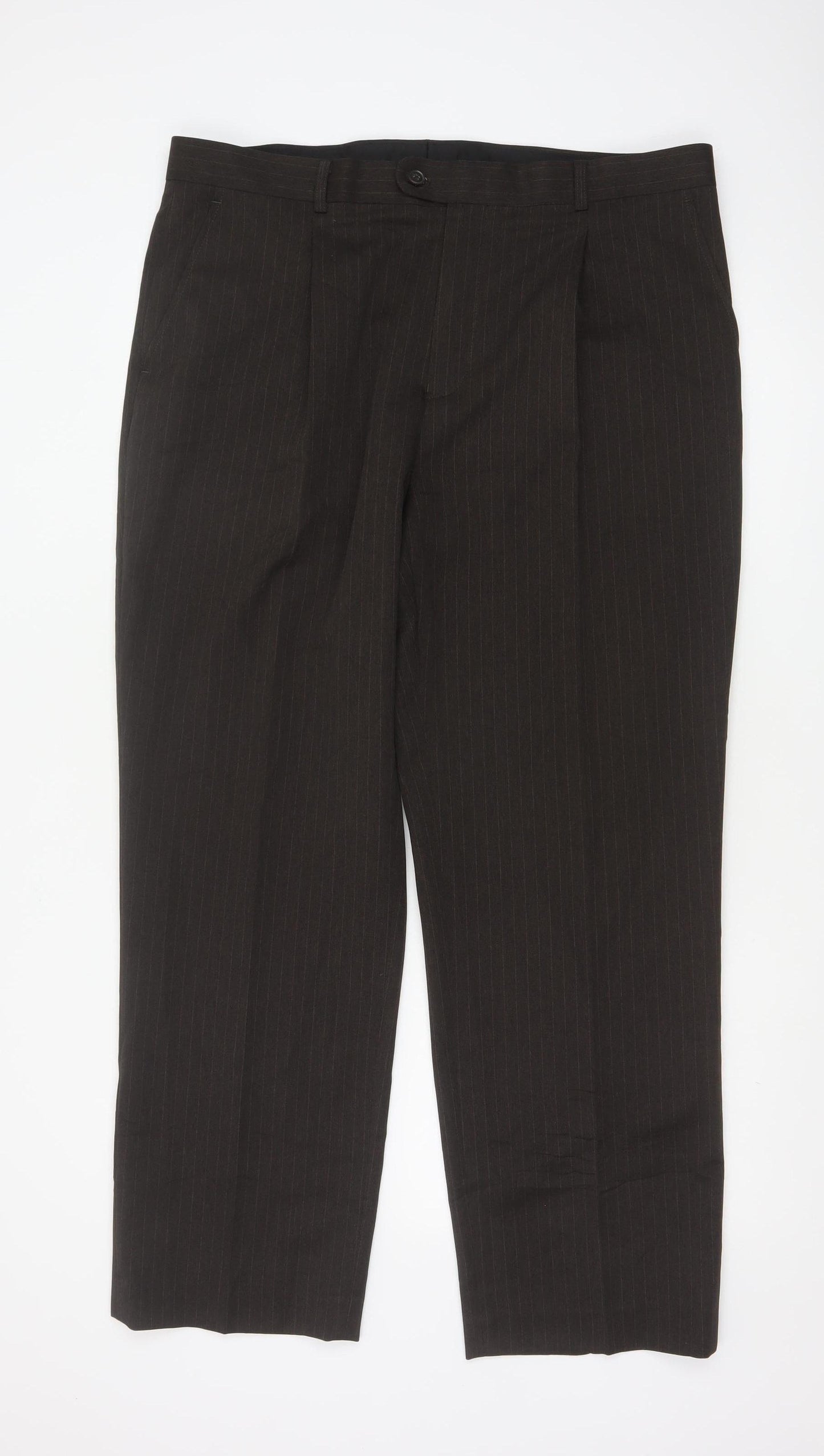 Taylor & Wright Men's Brown Pinstripe Dress Trousers 38S