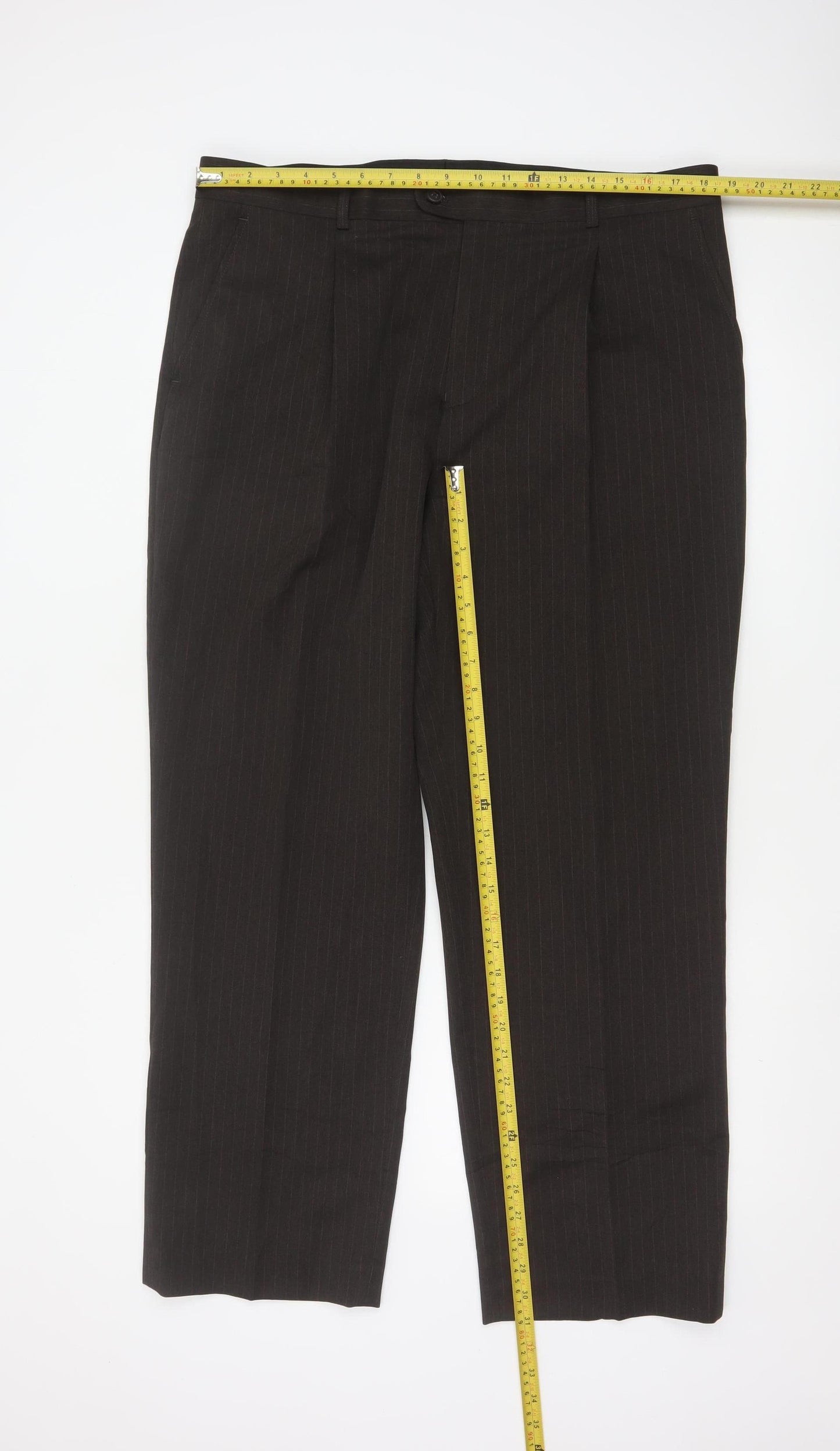 Taylor & Wright Men's Brown Pinstripe Dress Trousers 38S