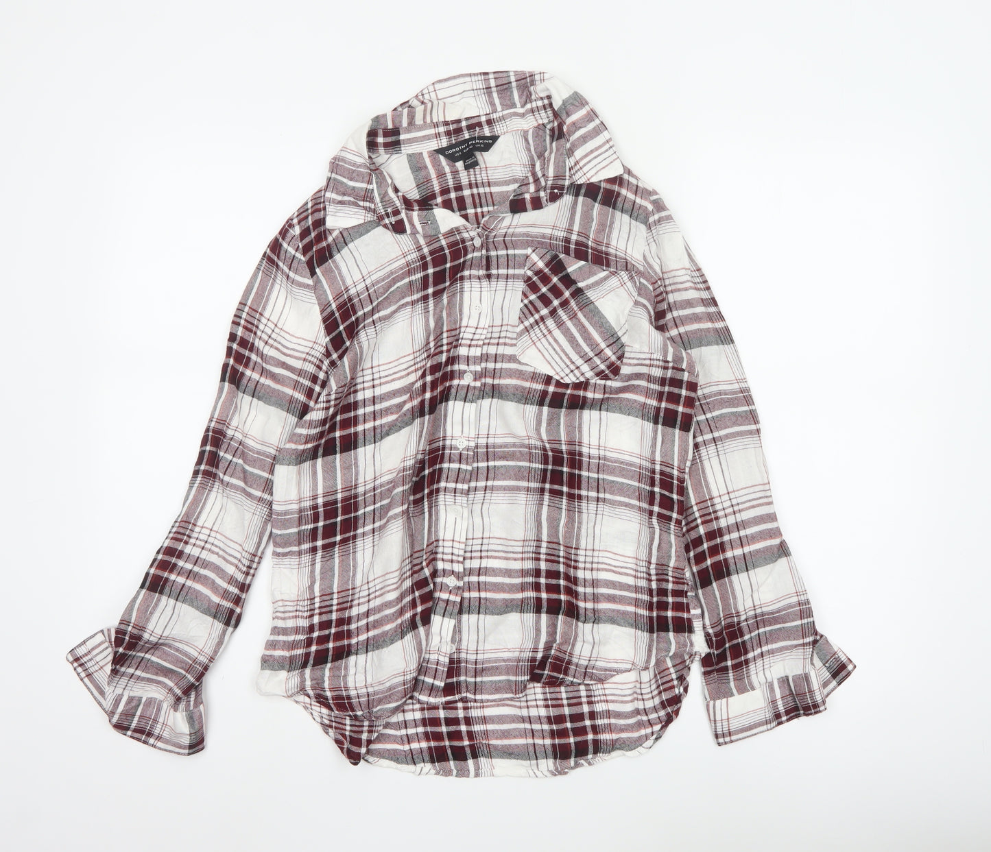 Dorothy Perkins Womens UK 12 Plaid Long Sleeve Button-Up Shirt