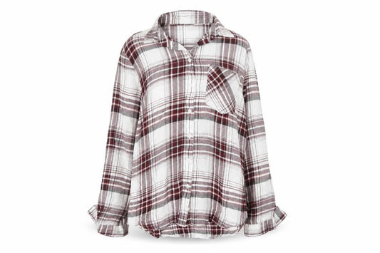 Front view of Dorothy Perkins women’s uk 12 plaid long sleeve button-up shirt