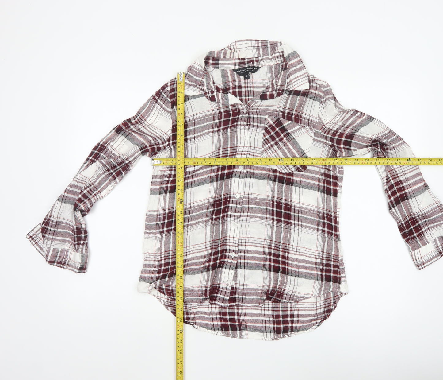 Dorothy Perkins Womens UK 12 Plaid Long Sleeve Button-Up Shirt