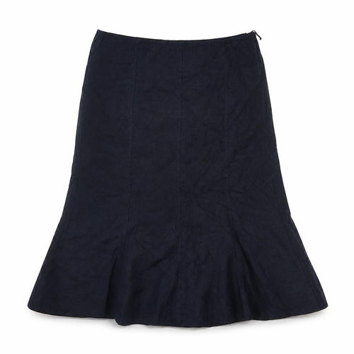 CC Petite Women's Blue Linen Flare Skirt Size 12 Knee Length