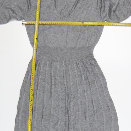 H&M Divided Women's Grey Acrylic Knit Skater Dress Size 12