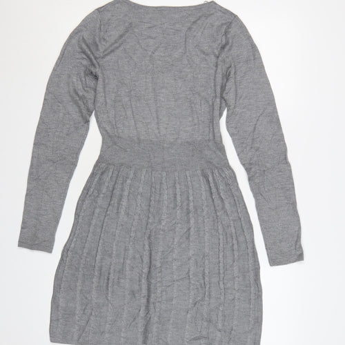 H&M Divided Women's Grey Acrylic Knit Skater Dress Size 12