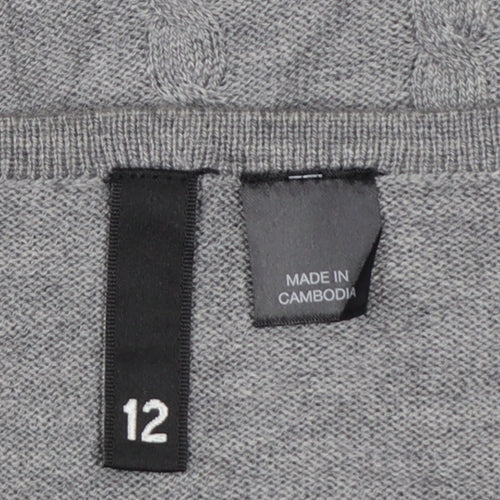 H&M Divided Women's Grey Acrylic Knit Skater Dress Size 12