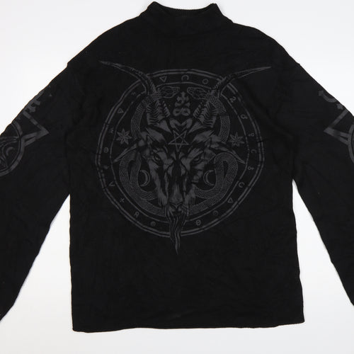 Killstar Womens Black XS Mock Neck Gothic Knit Pullover Jumper