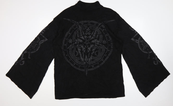 Killstar Womens Black XS Mock Neck Gothic Knit Pullover Jumper