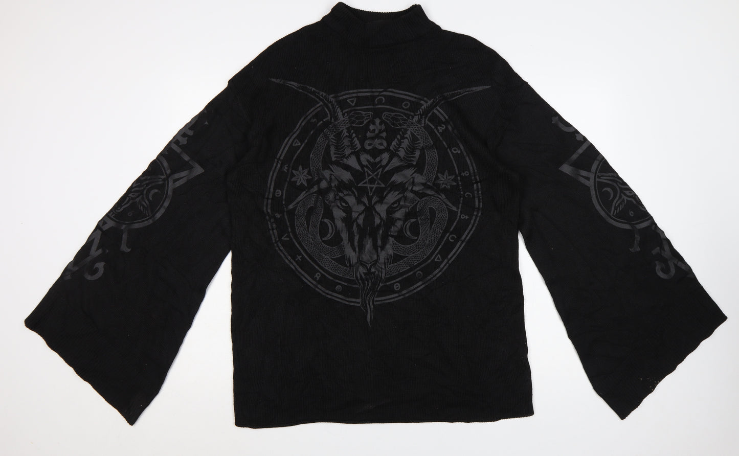 Killstar Womens Black XS Mock Neck Gothic Knit Pullover Jumper