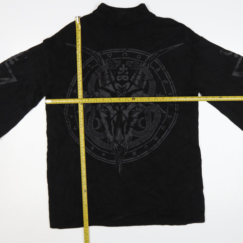 Killstar Womens Black XS Mock Neck Gothic Knit Pullover Jumper