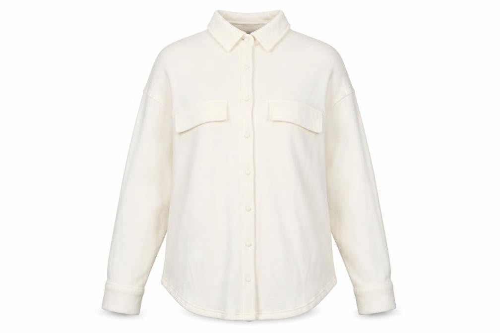 Front view of Next Women Ivory Collared Button-Up Knit Shirt, size S