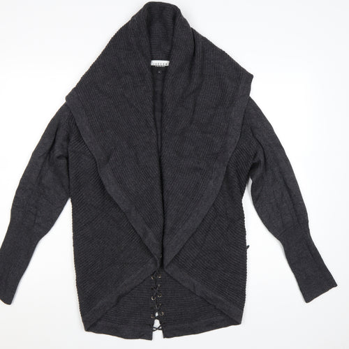 Jaeger Women Grey Wool Long Sleeve Open Cardigan M