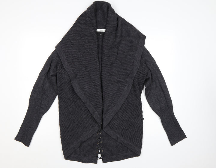 Jaeger Women Grey Wool Long Sleeve Open Cardigan M