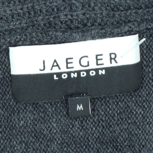 Jaeger Women Grey Wool Long Sleeve Open Cardigan M