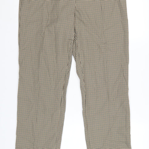 Marks and Spencer Women’s Beige Check Trousers Size 12 Regular Fit