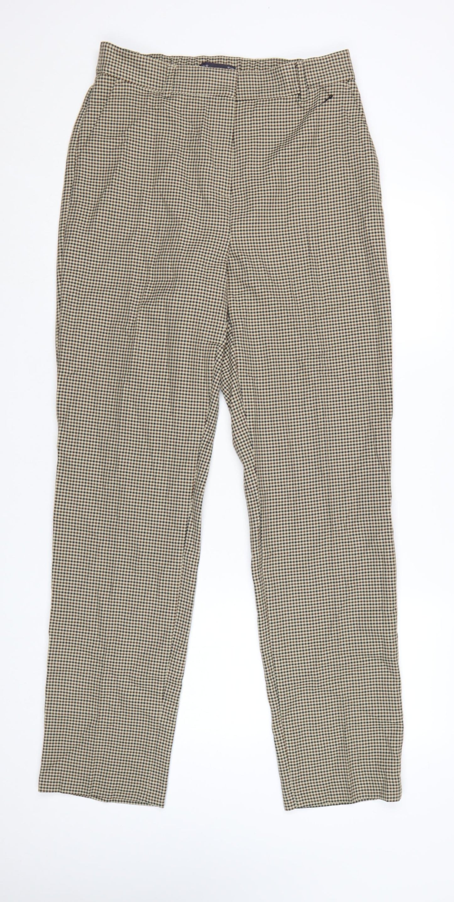Marks and Spencer Women’s Beige Check Trousers Size 12 Regular Fit