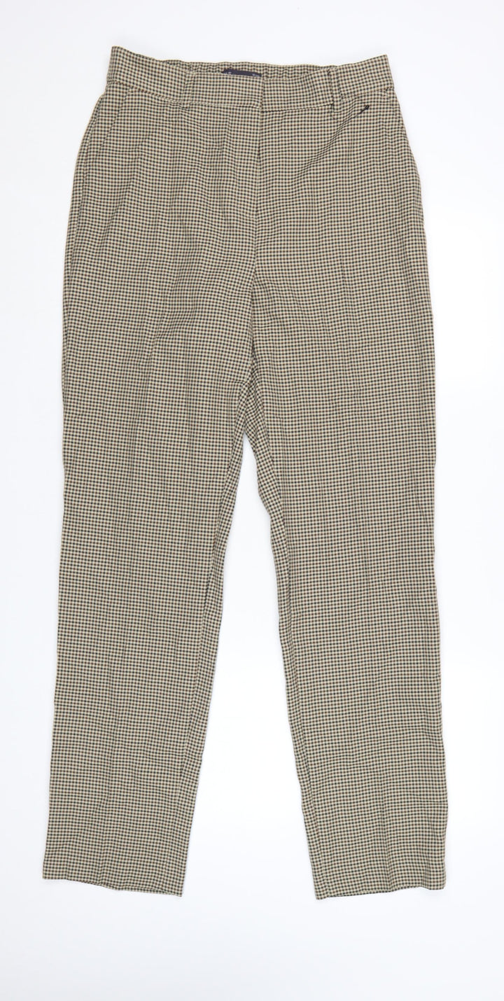 Marks and Spencer Women’s Beige Check Trousers Size 12 Regular Fit