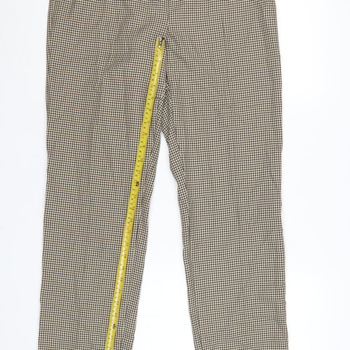 Marks and Spencer Women’s Beige Check Trousers Size 12 Regular Fit