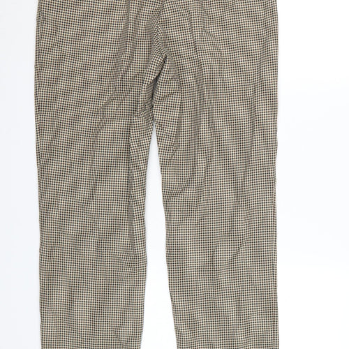 Marks and Spencer Women’s Beige Check Trousers Size 12 Regular Fit