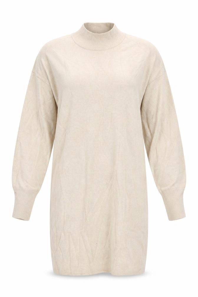 Abercrombie & Fitch Women Beige Small Knit High Neck Jumper Dress
