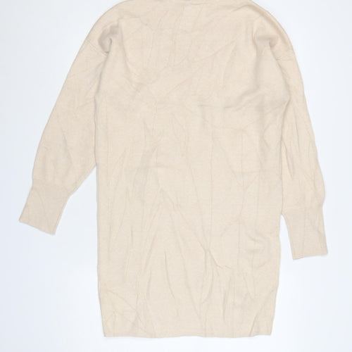 Abercrombie & Fitch Women Beige Small Knit High Neck Jumper Dress