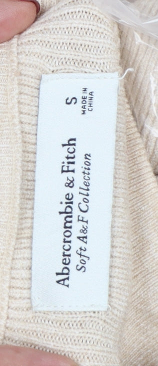 Abercrombie & Fitch Women Beige Small Knit High Neck Jumper Dress
