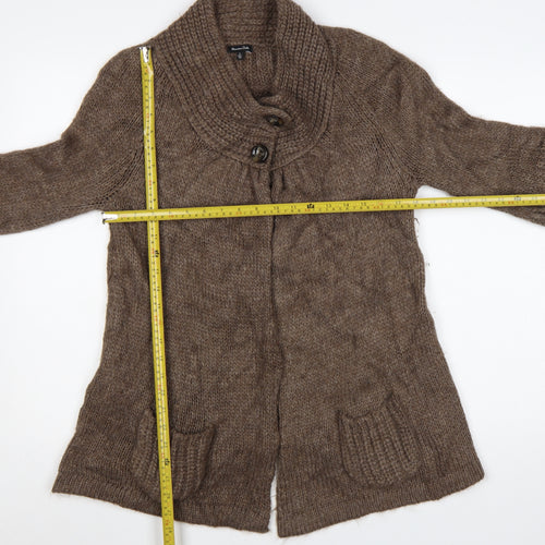 Massimo Dutti Women Brown Wool Alpaca Chunky Knit Cardigan S