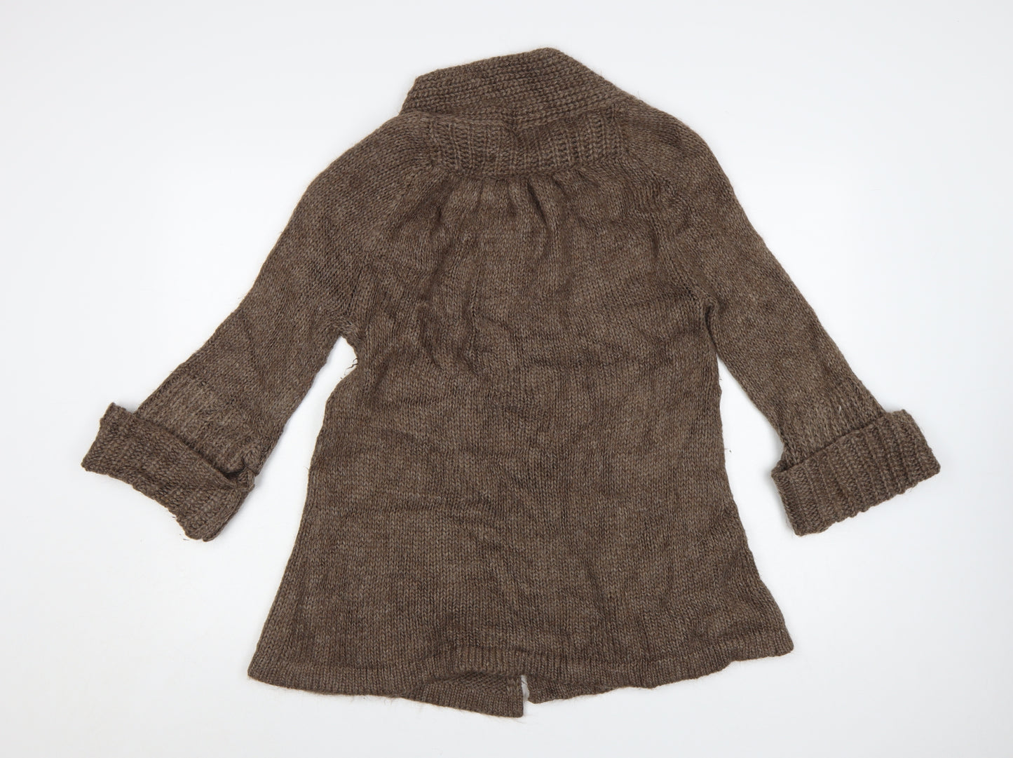 Massimo Dutti Women Brown Wool Alpaca Chunky Knit Cardigan S