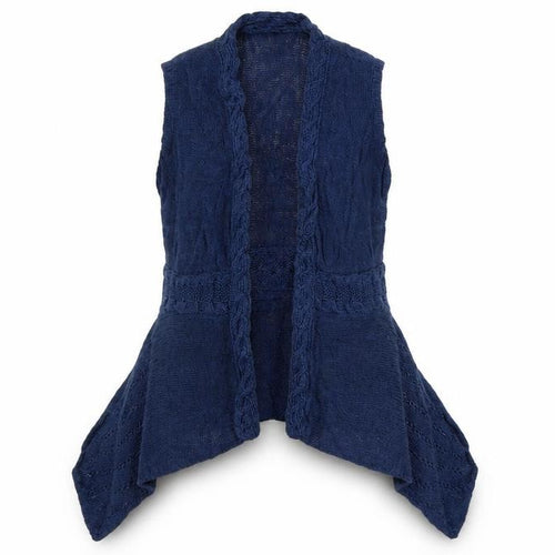Marks & Spencer Indigo Blue Linen Knit Women's Size 14 Sleeveless Vest