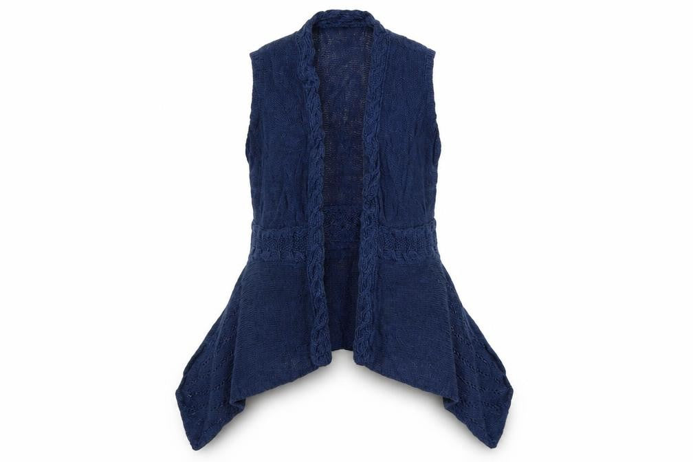 Marks & Spencer Indigo Blue Linen Knit Women's Size 14 Sleeveless Vest