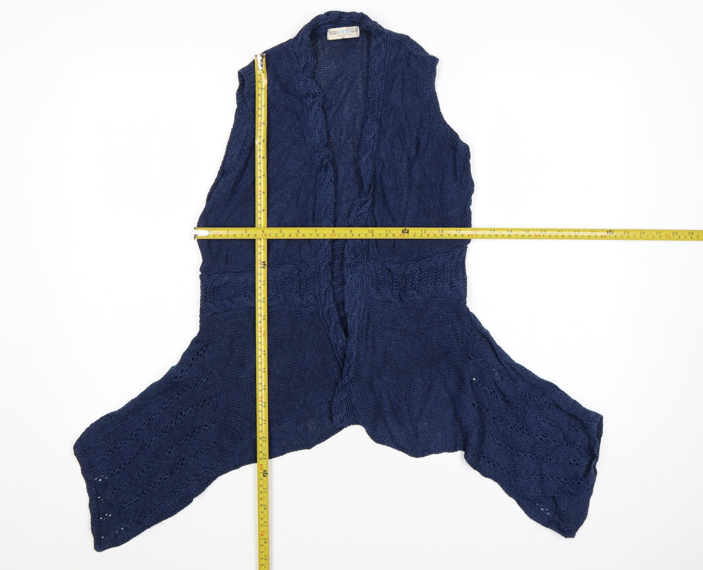 Marks & Spencer Indigo Blue Linen Knit Women's Size 14 Sleeveless Vest