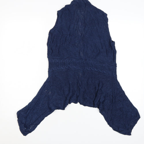 Marks & Spencer Indigo Blue Linen Knit Women's Size 14 Sleeveless Vest