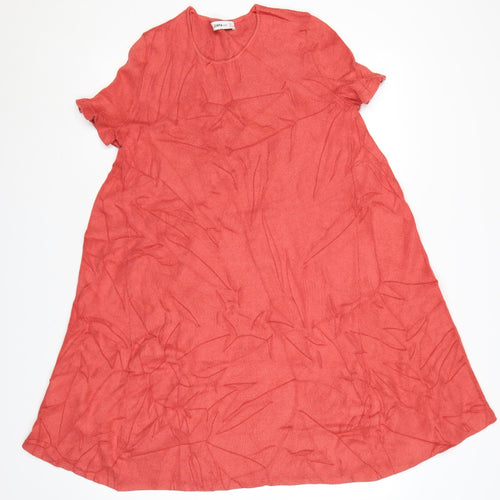 Zara Women Red A-Line Knit Short Sleeve Dress Size 12