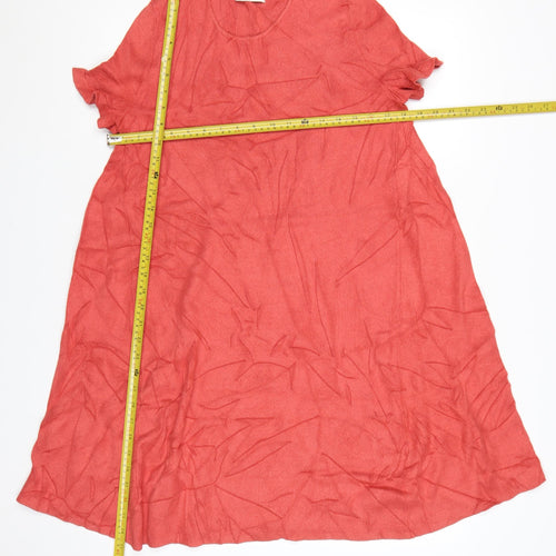 Zara Women Red A-Line Knit Short Sleeve Dress Size 12