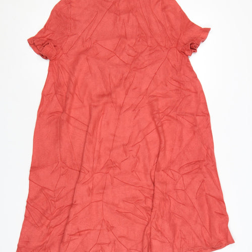 Zara Women Red A-Line Knit Short Sleeve Dress Size 12