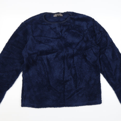 Hudson Bay Women Blue Fleece Long Sleeve Pyjama Top Size L
