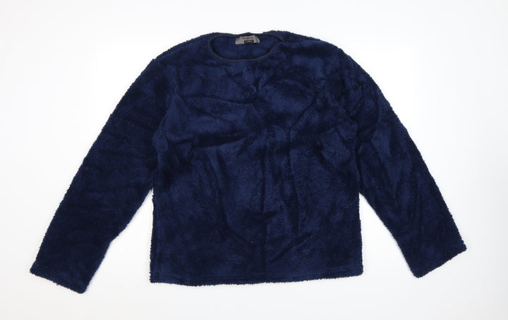 Hudson Bay Women Blue Fleece Long Sleeve Pyjama Top Size L