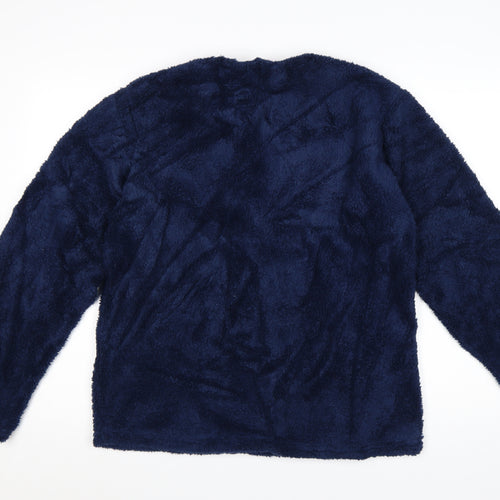 Hudson Bay Women Blue Fleece Long Sleeve Pyjama Top Size L
