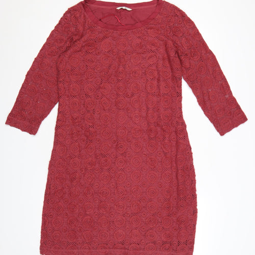 Sandwich Women’s Red Lace Shift Dress L 3/4 Sleeve Knee Length