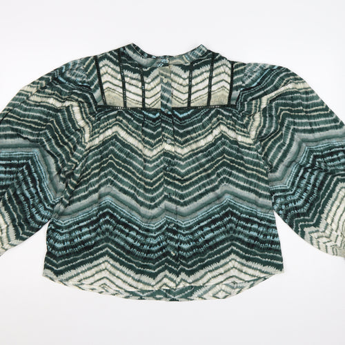 Marks and Spencer Per Una Green Geometric Long Sleeve Tunic Blouse Women’s Size 12
