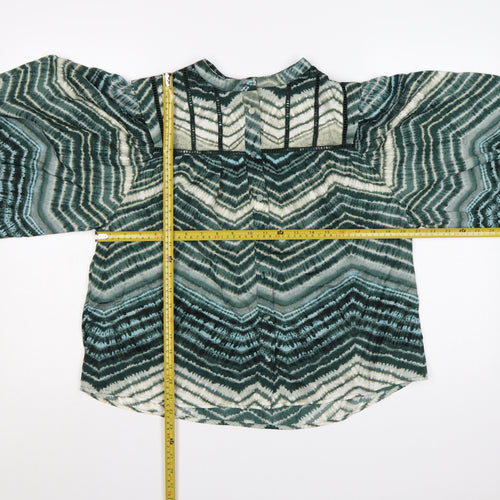 Marks and Spencer Per Una Green Geometric Long Sleeve Tunic Blouse Women’s Size 12